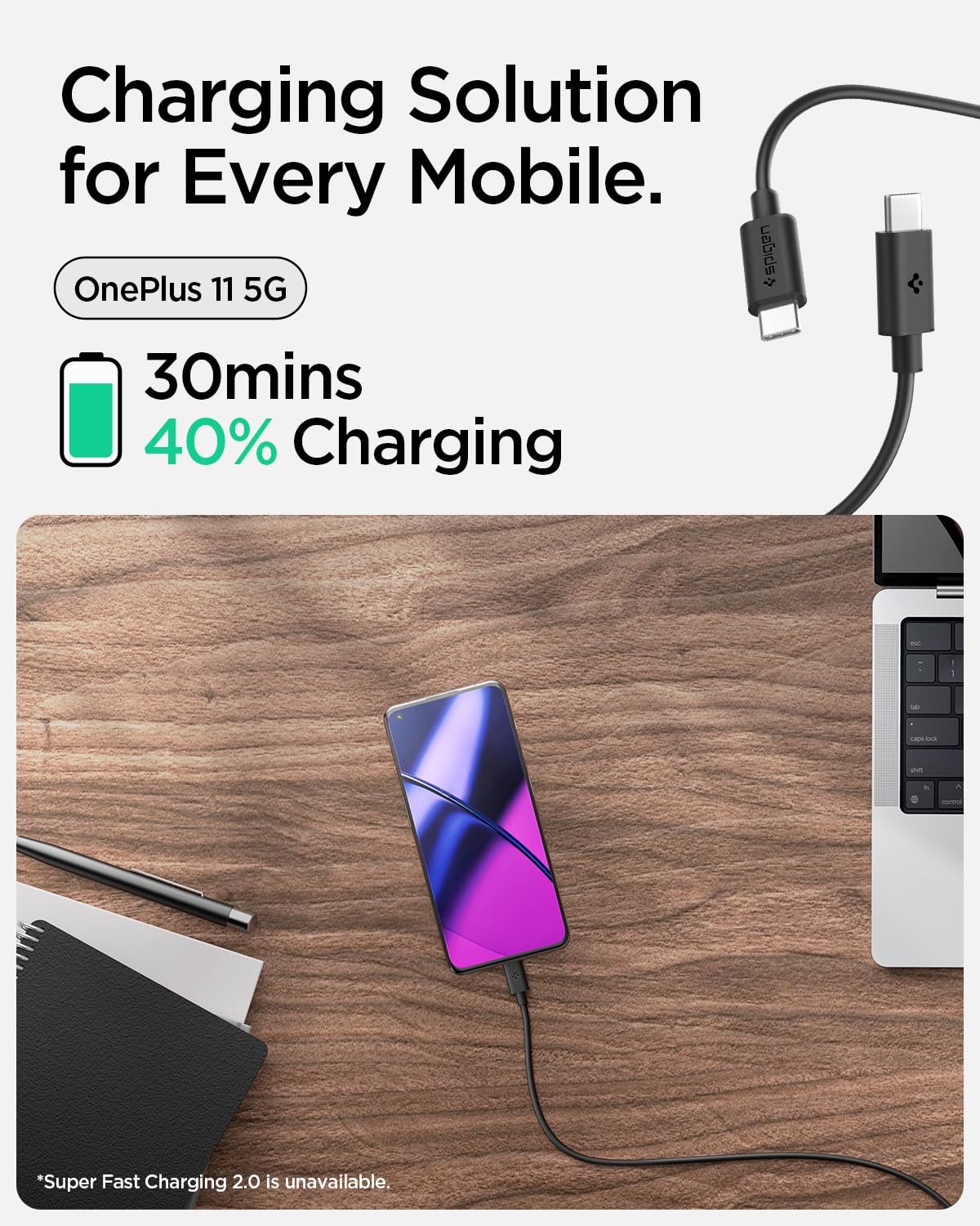 60W 480Mbps USB-C to USB-C Fast Charging Type-C Cable USB 2.0 Galaxy S23 / OnePlus/MacBook/iPad Pro Air/Pixel/All USB-C Devices (2m) - Black - Image 7