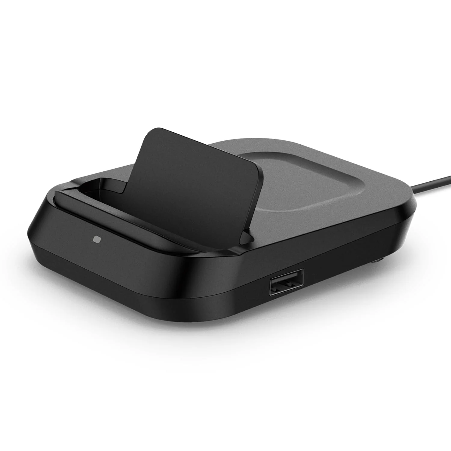 Dual Wireless Charging Dock with USB-A Port for Powerbank, Airpods and Smartwatches - Black
