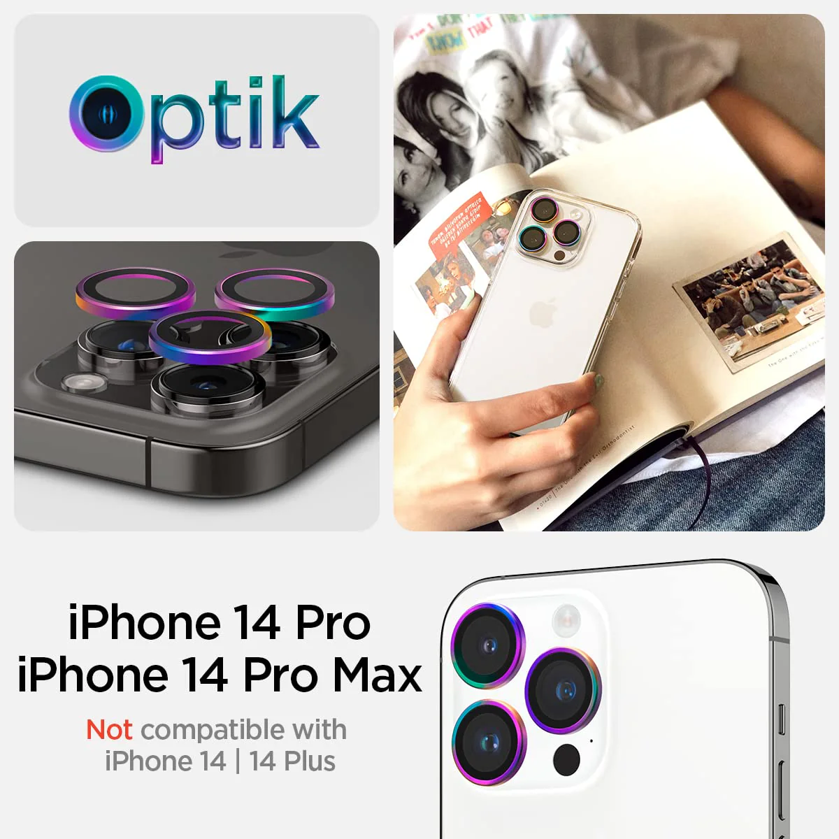 iPhone 15 Series - Camera Lens Protector EZ Fit Optik Pro (Rainbow) - 1 Pack - Image 2