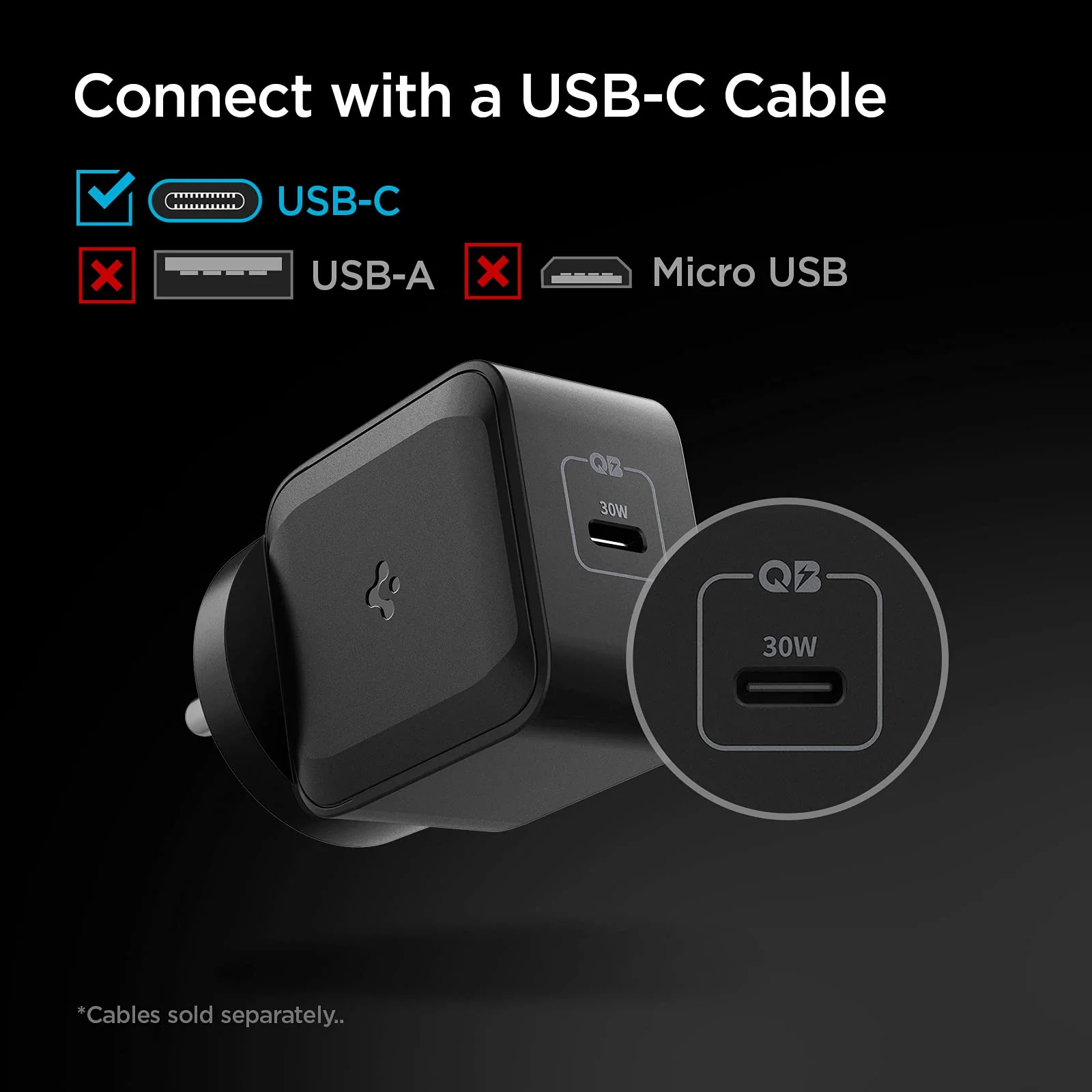 PE2008 30W Fast GaN 1-Port Fast iPhone Charger For All C Type Mobile Phones and Devices - Black - Image 4