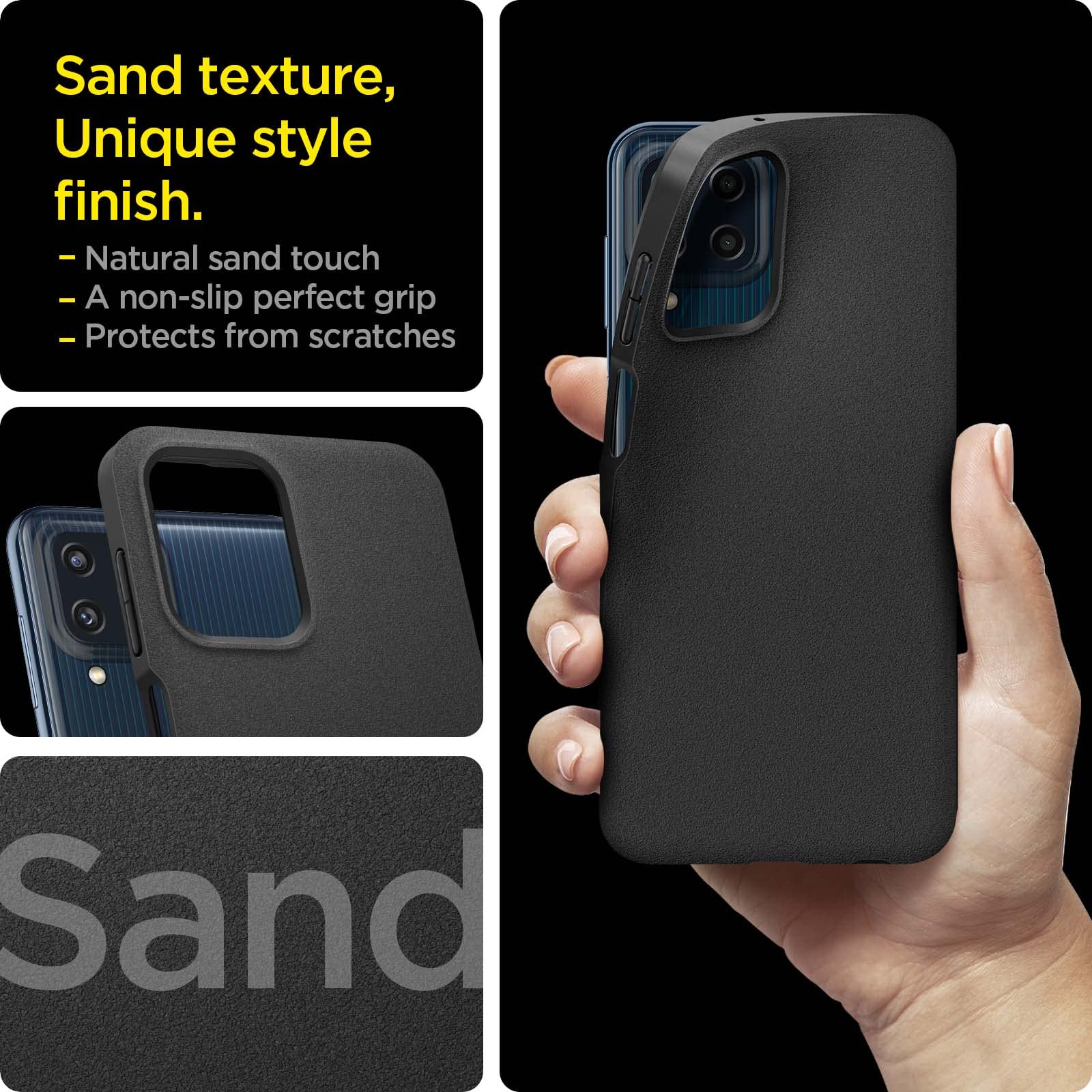 Sand Blast Back Cover Case For Galaxy M33 5G (TPU | Matte Black) - Image 2