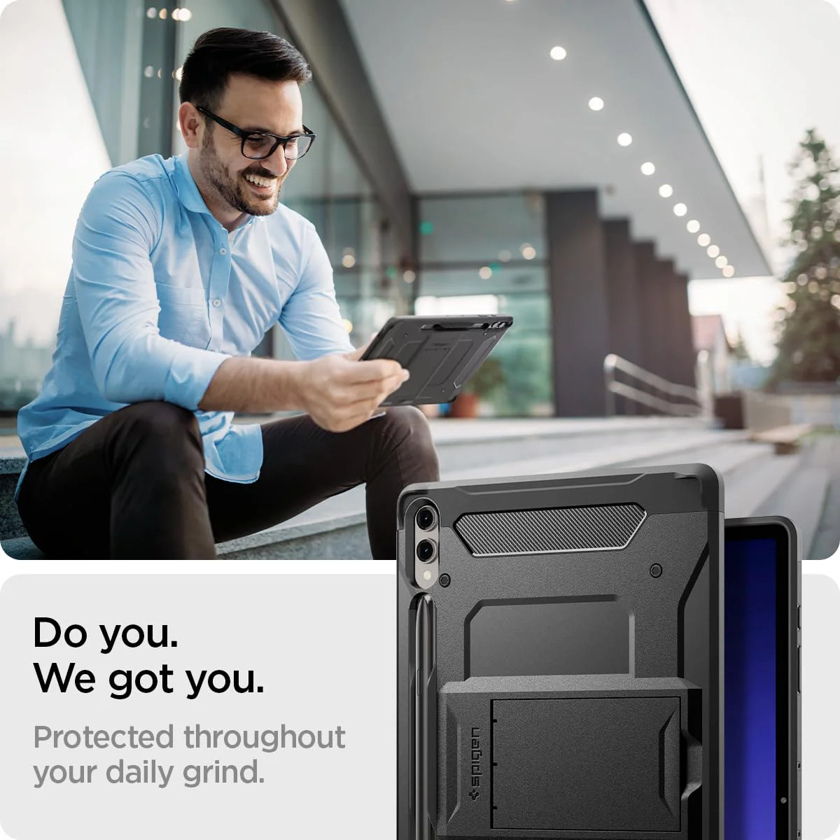 Spigen Tough Armor Pro Back Cover Case For Galaxy Tab S10 Plus / S9 Plus 12.4inch [S Pen Storage] [Kick Stand] - Black - Image 3