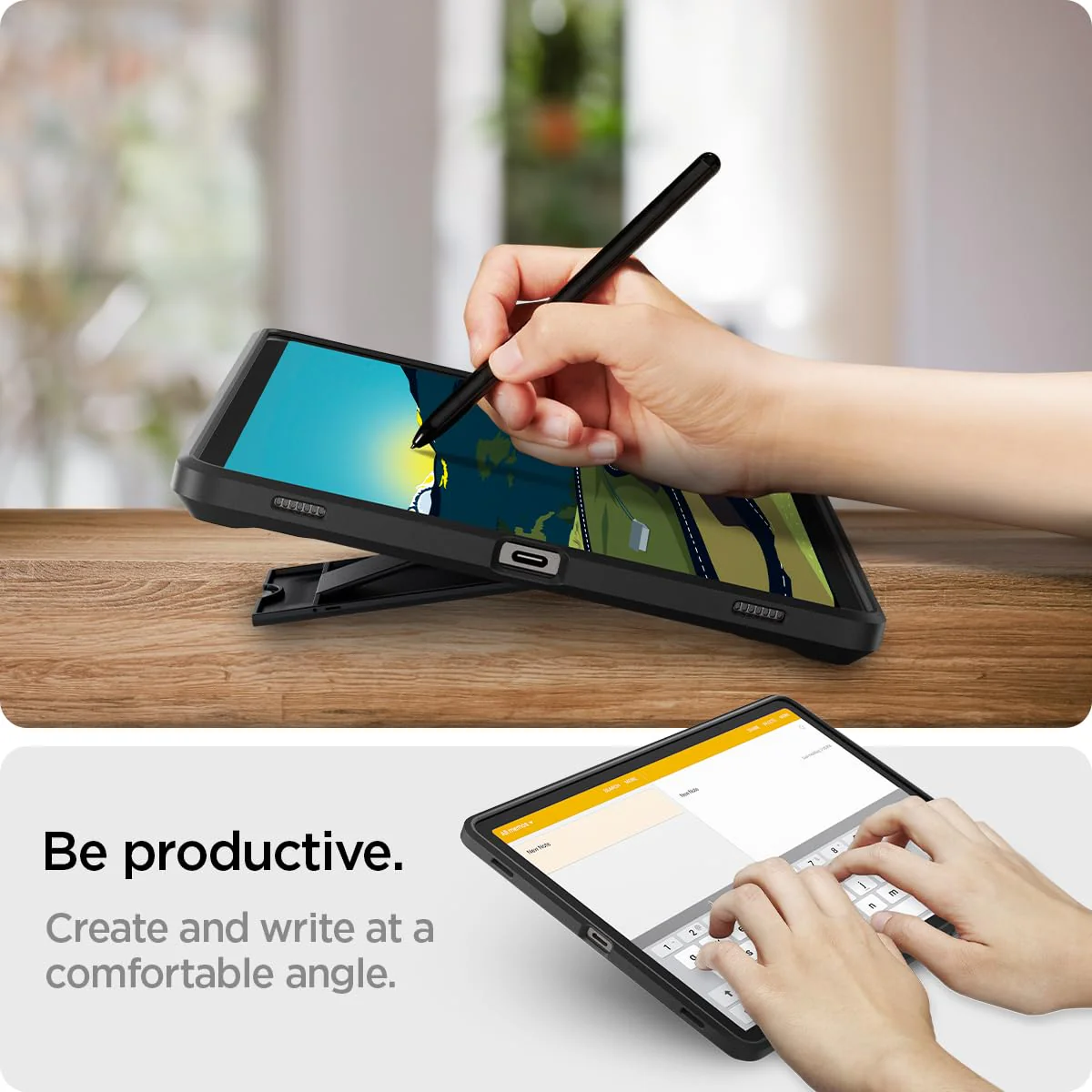 Spigen Tough Armor Pro Back Cover Case For Galaxy Tab S10 Plus / S9 Plus 12.4inch [S Pen Storage] [Kick Stand] - Black - Image 5