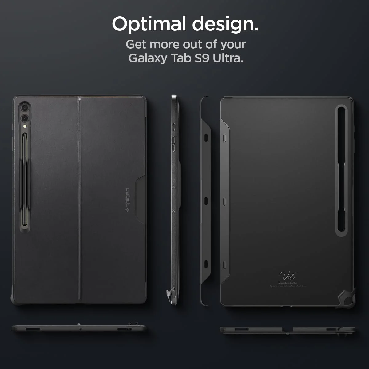 Thin Fit Pro Back Cover Case For Galaxy Tab S10 / S9 Ultra/Tab S8 Ultra 14.6inch [S Pen Storage] [Kick Stand] - Black - Image 8