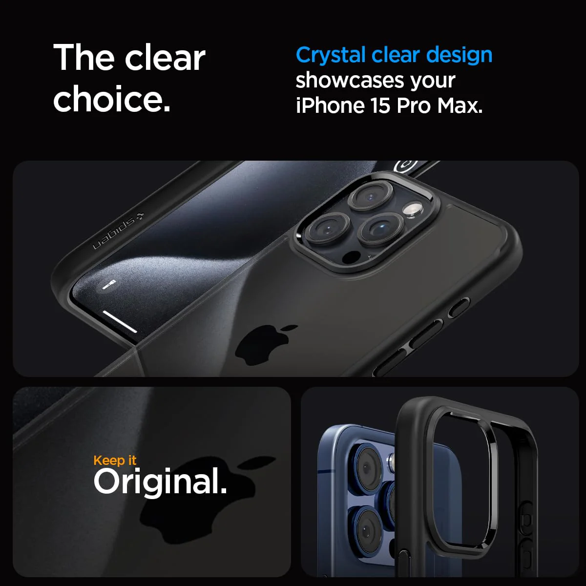 Ultra Hybrid Back Cover Case For with iPhone 15 Pro Max (Matte Black) - Image 3