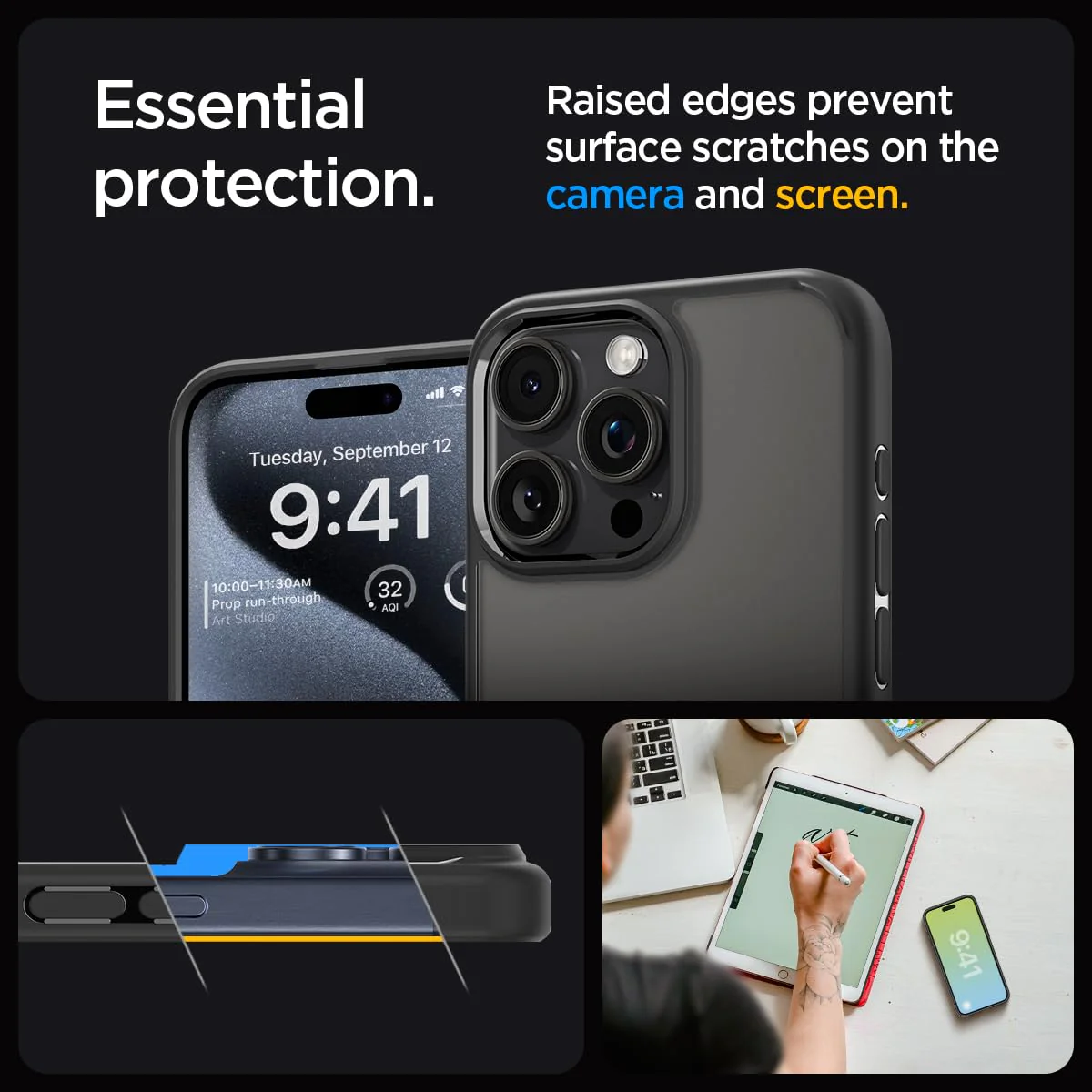 Ultra Hybrid Back Cover Case For with iPhone 15 Pro Max (Matte Black) - Image 5