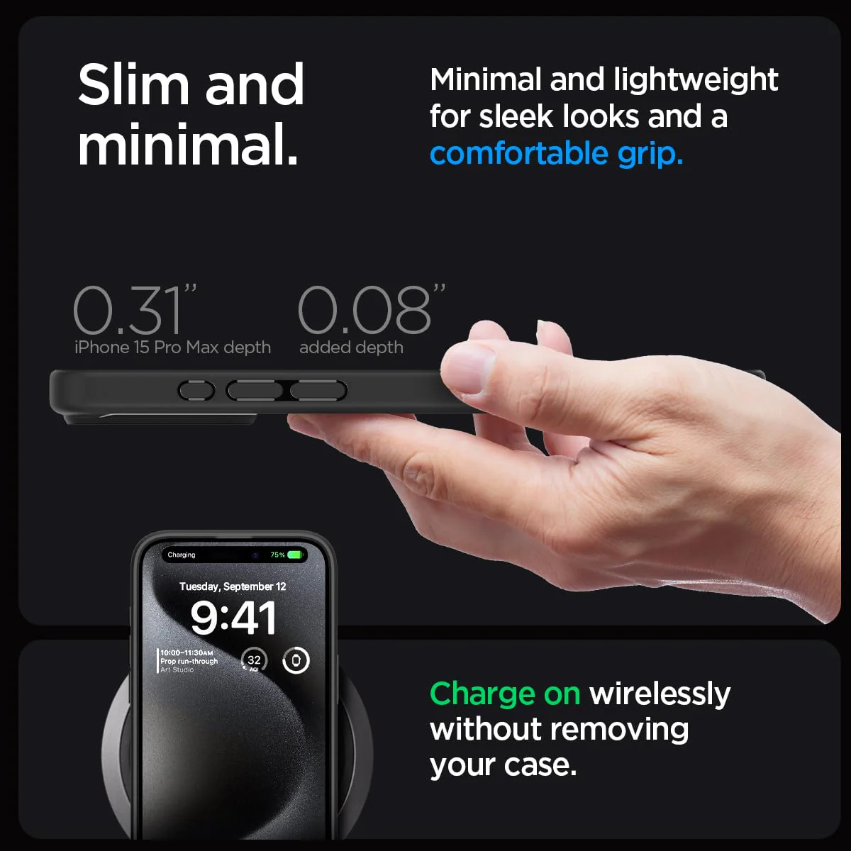 Ultra Hybrid Back Cover Case For with iPhone 15 Pro Max (Matte Black) - Image 6
